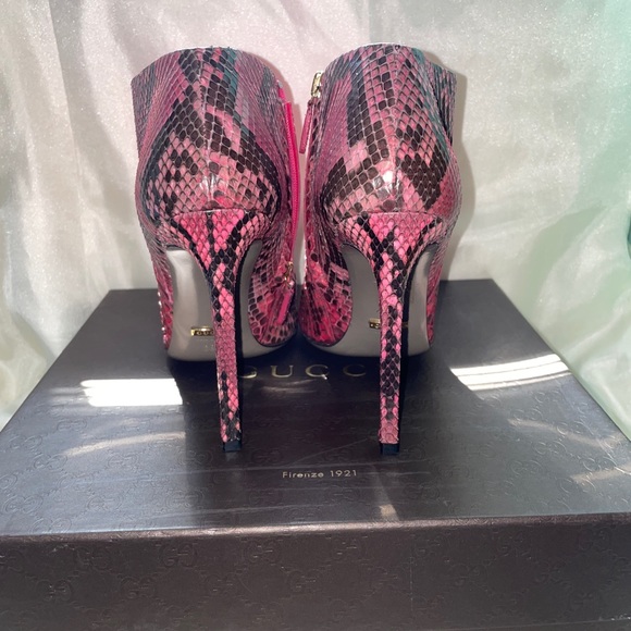 Gucci Shocking Pink Gloria Python Leather Ankle - Picture 5 of 7